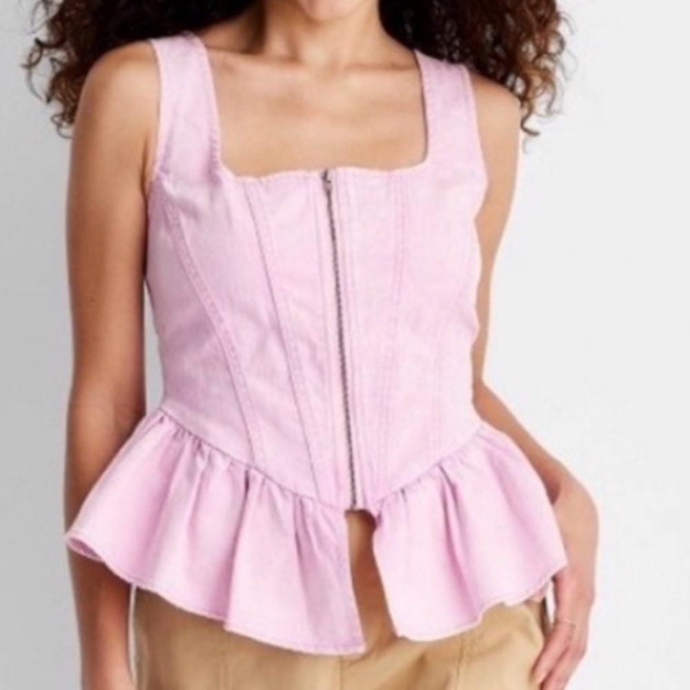 Future Collective Denim Peplum Top